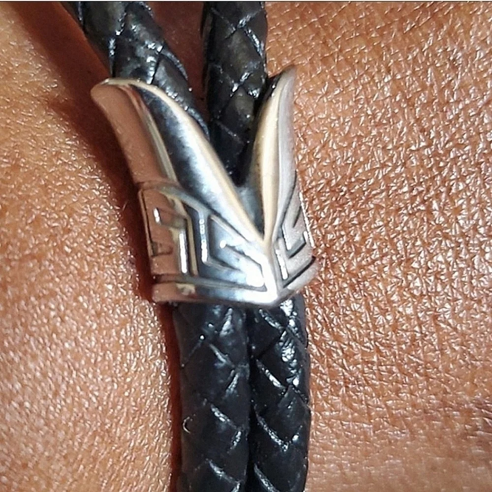 Genuine Leather Stainless Steel Tanzanite Eagle Bracelet